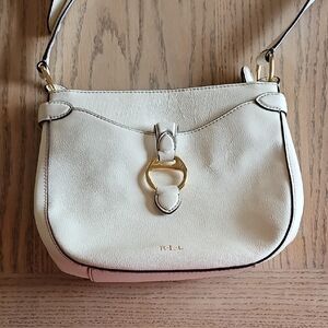 Lauren Ralph Lauren Crossbody Cream Leather Purse